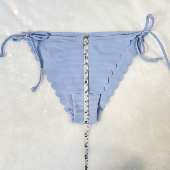 NWOT H&M Scallop Hem Ribbed Tie Bikini Swimsuit Bottoms Pastel Blue Periwinkle - Picture 6 of 6